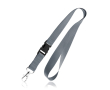 Polyester lanyard van 2 cm met tiptop en metalen karabijnhaak kleur donkergrijs