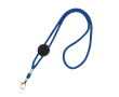 Verstelbare buisvormige polyester lanyard met karabijnhaak, 3 cm kleur marineblauw