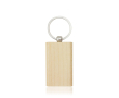 Rechthoekige houten sleutelhanger met metalen ring kleur lichtbruin