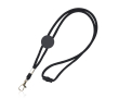Verstelbare buisvormige polyester lanyard met karabijnhaak, 3 cm kleur zwart