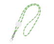 Buisvormige lanyard van polyester met kleurrijk gestreept design kleur lichtgroen