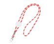 Buisvormige lanyard van polyester met kleurrijk gestreept design kleur rood