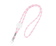 Buisvormige lanyard van polyester met kleurrijk gestreept design kleur lichtroze