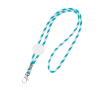 Buisvormige lanyard van polyester met kleurrijk gestreept design kleur lichtblauw