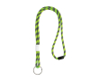 Gestreepte buisvormige lanyard van terleen met verstelbare gesp kleur neon groen