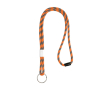 Gestreepte buisvormige lanyard van terleen met verstelbare gesp kleur neon oranje