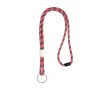 Gestreepte buisvormige lanyard van terleen met verstelbare gesp kleur neon roze