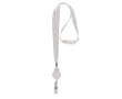 Polyester lanyard met intrekbare badgehouder en blokkeersysteem kleur wit