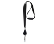 Polyester lanyard met intrekbare badgehouder en blokkeersysteem kleur zwart