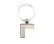 Vierkante sleutelhanger met acrylomslag en papieren inzet kleur zilver