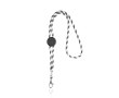 Gestreepte duurzame buisvormige RPET lanyard met karabijnhaak, 3 cm kleur wit