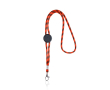 Gestreepte duurzame buisvormige RPET lanyard met karabijnhaak, 3 cm kleur rood