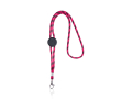 Gestreepte duurzame buisvormige RPET lanyard met karabijnhaak, 3 cm kleur roze