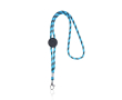 Gestreepte duurzame buisvormige RPET lanyard met karabijnhaak, 3 cm kleur turkoois
