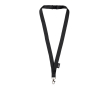 RPET lanyard met veiligheidssluiting en metalen karabijnhaak, 3 cm kleur zwart