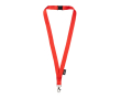 RPET lanyard met veiligheidssluiting en metalen karabijnhaak, 3 cm kleur rood