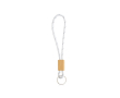 Buisvormige sleutelhanger van polyester met bamboeafstelling kleur wit