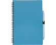 A5 gelijnd notitieboek van tarwestro en plastic met pen kleur blauw