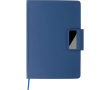 A5-set van synthetisch leer met pen en gelinieerde vellen kleur blauw