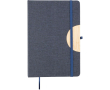 A5 gelijnd notitieboek van RPET en bamboe met telefoonstandaard kleur blauw