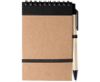 Notitieboek van gerecycled karton met pen en elastische sluiting kleur zwart
