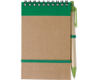 Notitieboek van gerecycled karton met pen en elastische sluiting kleur groen