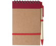 Notitieboek van gerecycled karton met pen en elastische sluiting kleur rood