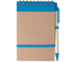 Notitieboek van gerecycled karton met pen en elastische sluiting kleur lichtblauw