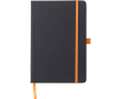 A5 gelijnd notitieboek van kunstleer met elastische sluiting kleur oranje