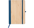 A5 gelijnd notitieboek van bamboe en PU met elastische sluiting kleur blauw