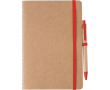 A5-notitieboek van gerecycled karton met pen en blanco vellen kleur rood