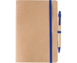 A5-notitieboek van gerecycled karton met pen en blanco vellen kleur ultramarijn blauw
