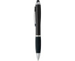Balpen van gerecycled kunststof met stylus en zwarte inkt kleur zwart