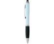 Balpen van gerecycled kunststof met stylus en zwarte inkt kleur wit