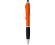 Balpen van gerecycled kunststof met stylus en zwarte inkt kleur oranje