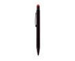 Gerecyclede aluminium balpen met rubberen coating en blauwe inkt kleur rood