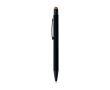 Gerecyclede aluminium balpen met rubberen coating en blauwe inkt kleur zalm