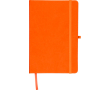 Gelinieerd A5-notitieboek met gerecyclede PU-omslag en leeslint kleur oranje