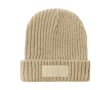 Muts bedrukken van stretchacryl materiaal met label Winter kleur naturel