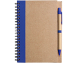 Notitieblok A5 van gerecycled karton met pen, gelinieerde vellen kleur blauw