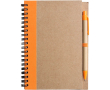 Notitieblok A5 van gerecycled karton met pen, gelinieerde vellen kleur oranje