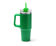 Thermosfles van gerecycled roestvrij staal met rietje 870 ml kleur groen