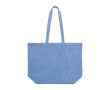 Tas van gerecycled katoen met lange handvatten 140 g/m2 Shop Recycled kleur blauw