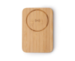 Magnetische draadloze bamboe powerbank met standaard 5.000 mAh kleur naturel