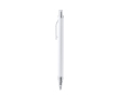 Matte pen van gerecycled aluminium met clip, blauwe inkt kleur wit