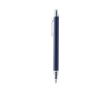 Matte pen van gerecycled aluminium met clip, blauwe inkt kleur marineblauw