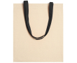 Tas van 100% katoen met lange gekleurde hengsels 140 g/m² kleur zwart