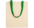 Tas van 100% katoen met lange gekleurde hengsels 140 g/m² kleur groen