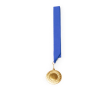 Metalen medaille met polyester lint en karabijnhaak kleur koningsblauw