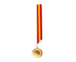 Metalen medaille met polyester lint en karabijnhaak kleur donkerrood